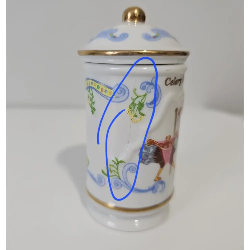 Lenox Spice Carousel Saffron Celery Salt Spice Jars1993 Fine Porcelain FLAWED